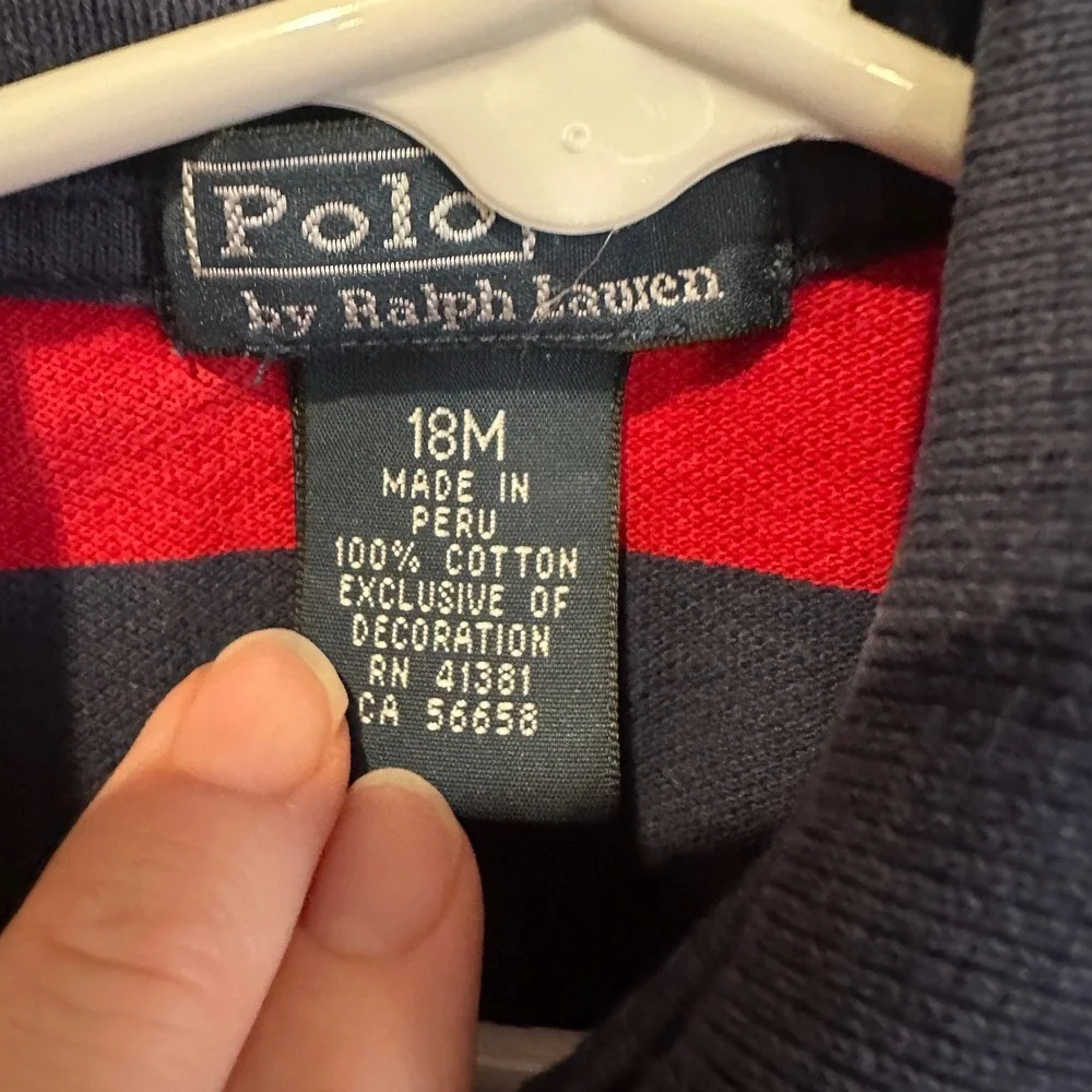 Polo Ralph Lauren Kids‎ 18M Red Navy Striped Short Sleeve Polo Shirt